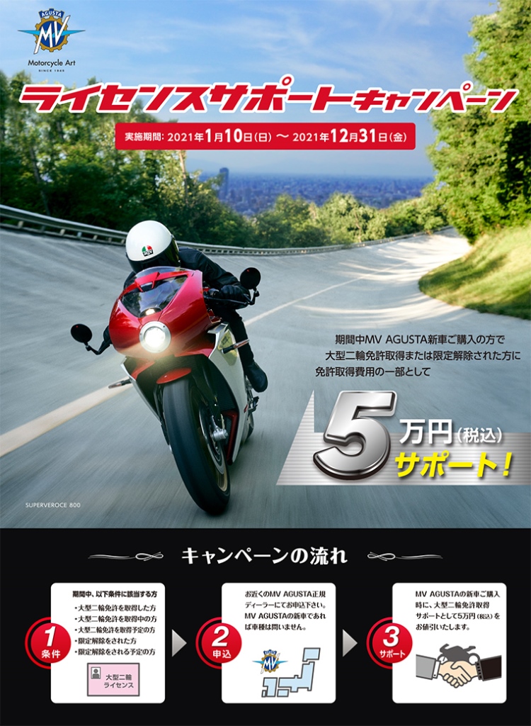 MV AGUSTA「ライセンスサポートキャンペーン」のご紹介